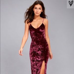 Lulus long burgundy velvet dress